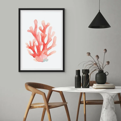 Plakat w czarnej ramie - Koral koloru koralowego - 50x70 cm