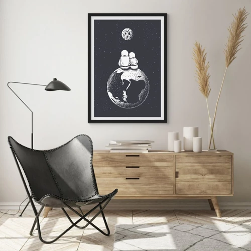Plakat w czarnej ramie - Kosmiczne love story - 50x70 cm